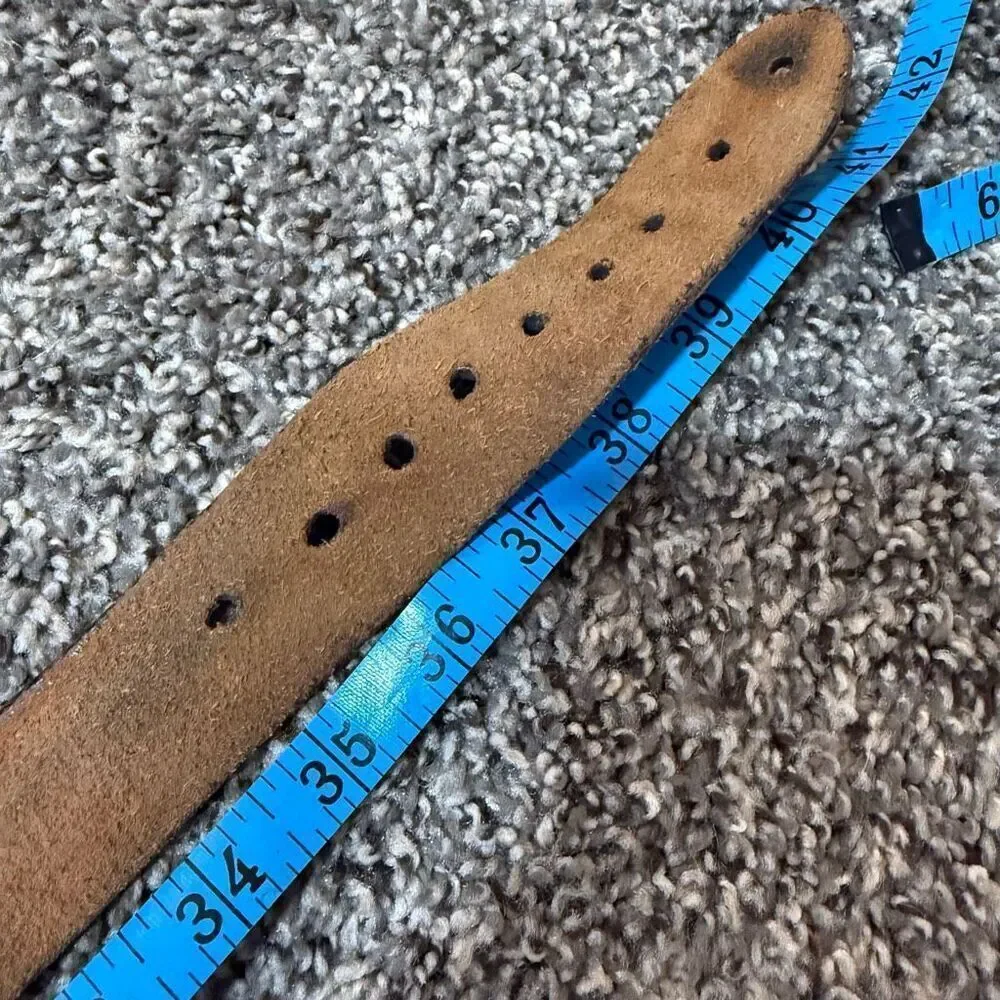 Vintage Western Lock Buckle Brown Embossed Belt Leather 35-40” Hunting Bonnevill